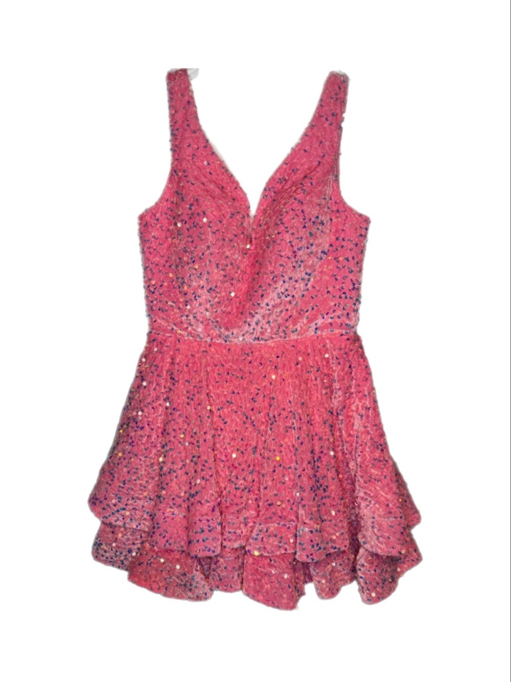 Sparkly Pink Sequin Fit-and-Flare Mini Dress